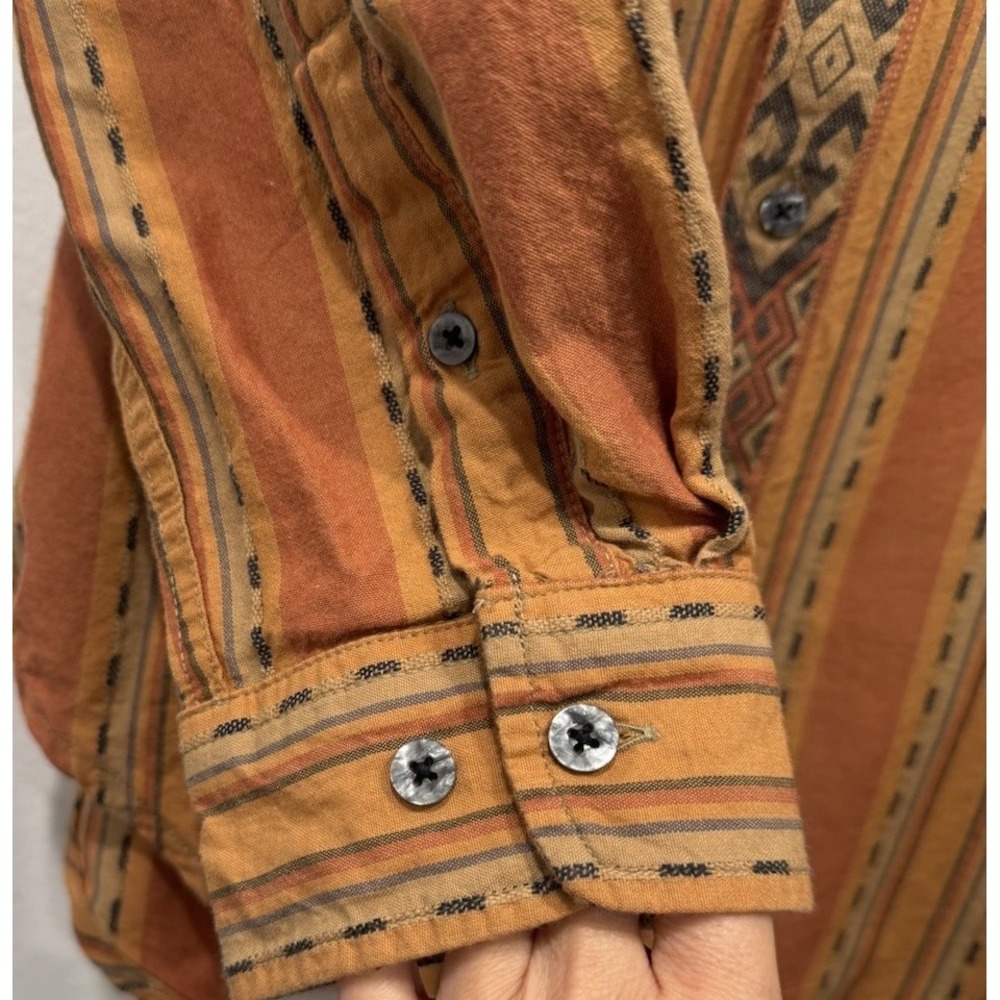 The Territory Ahead Striped Button Down Shirt Mens Medium Cotton Southwest Aztec - Picture 8 of 9
